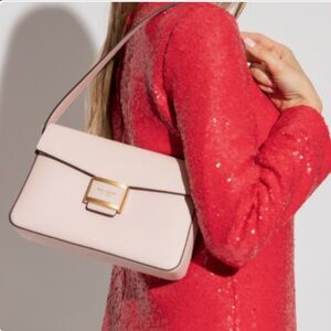 KATE SPADE Katy Medium Leather Shoulder Bag in Mochi Pink MSRP$398